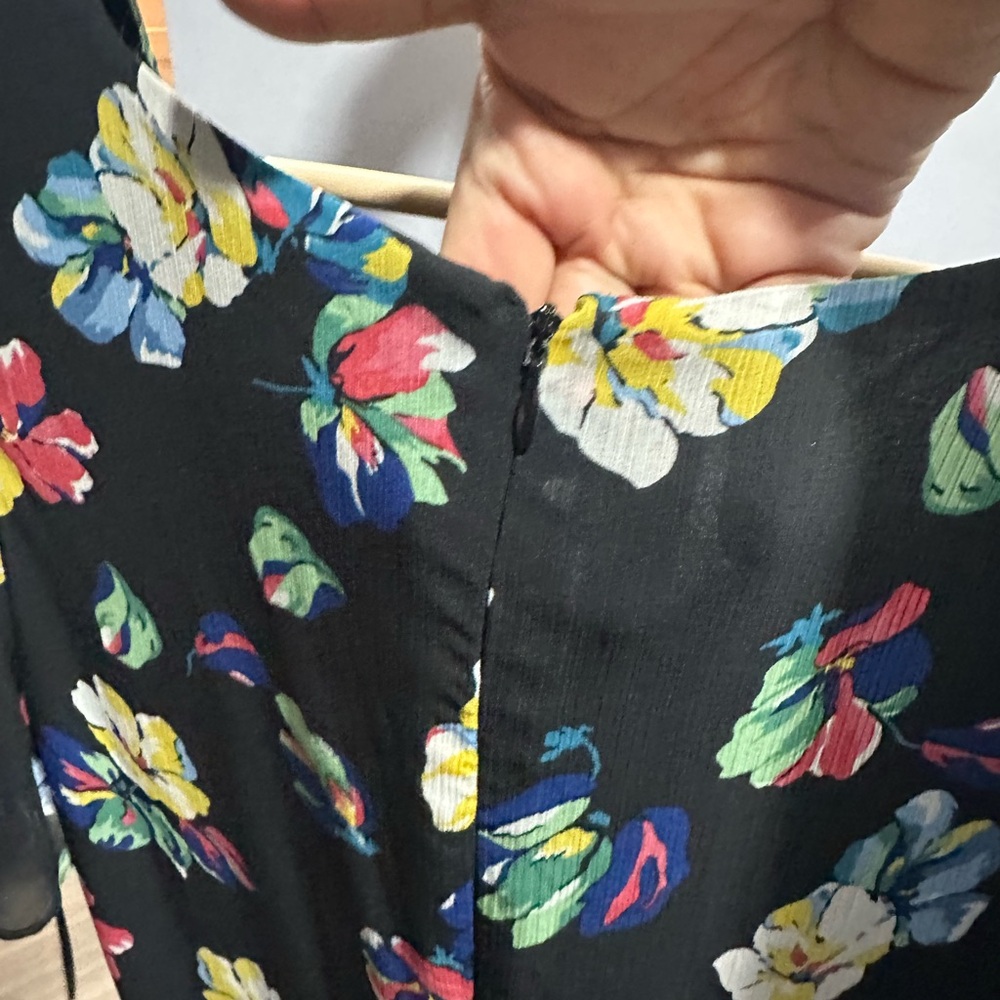 Ralph Lauren Black Floral Midi Dress - Picture 7 of 8